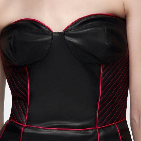 NEW Zara Blogger Fav Faux Leather Strapless Corset Mini Dress, Size L - Picture 4 of 16